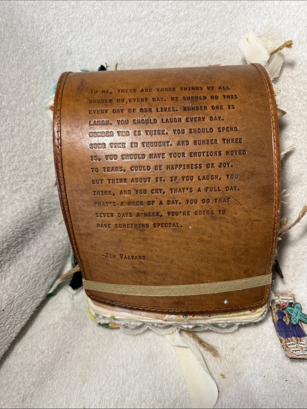 Handcrafted Brown Mixed Media Journal with Inspirational Quote